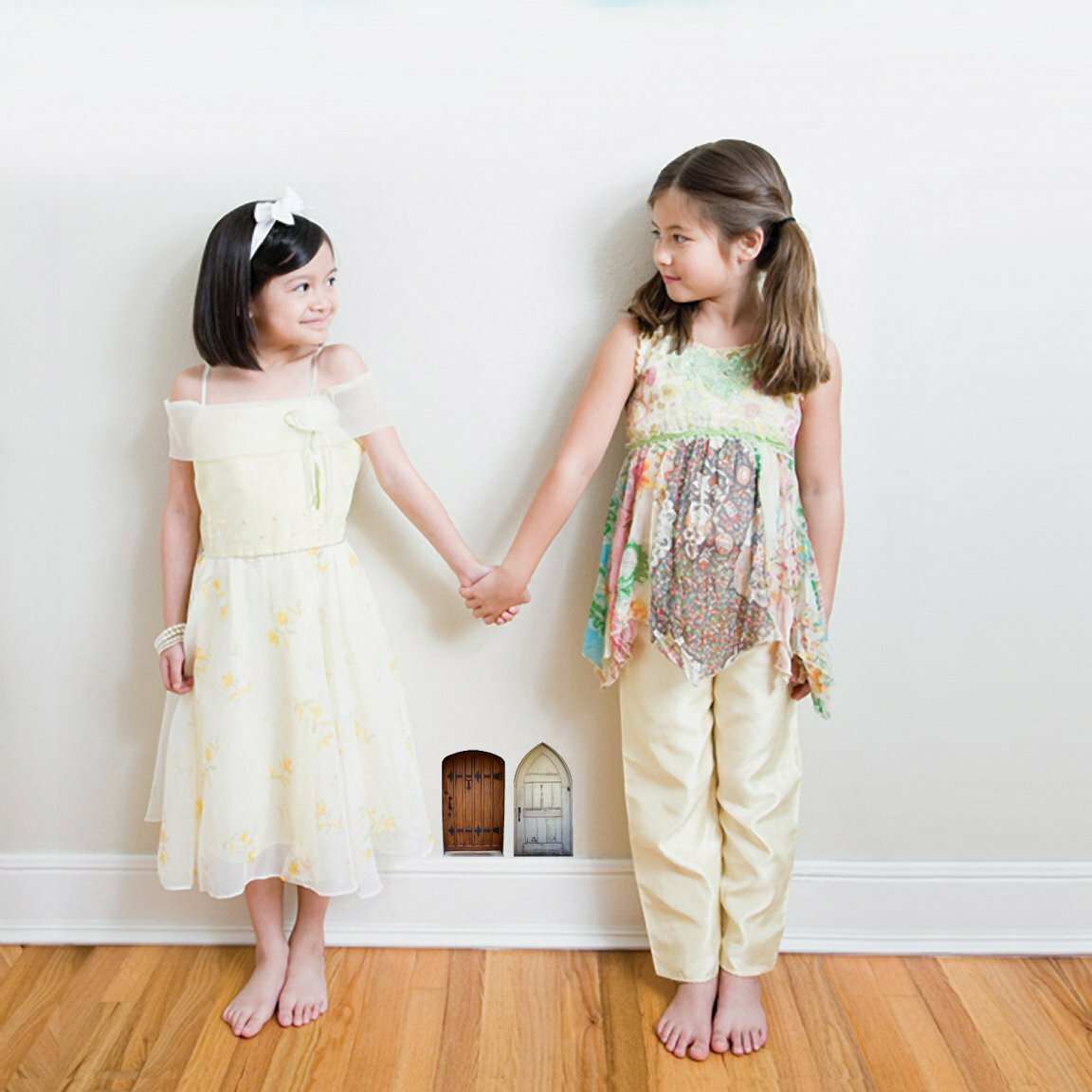 2 Mini Fairy Door Wall Decals 2.25" wide x 4" tall each