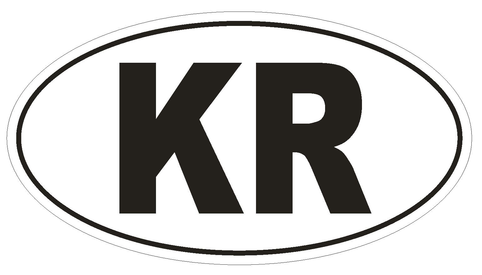 KR South Korea Country Code Oval Bumper Sticker or Helmet Sticker D1039