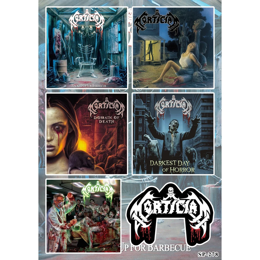 Mortician Stickers Hacked Up for Barbecue Domain of Death Darkest Day of Horror