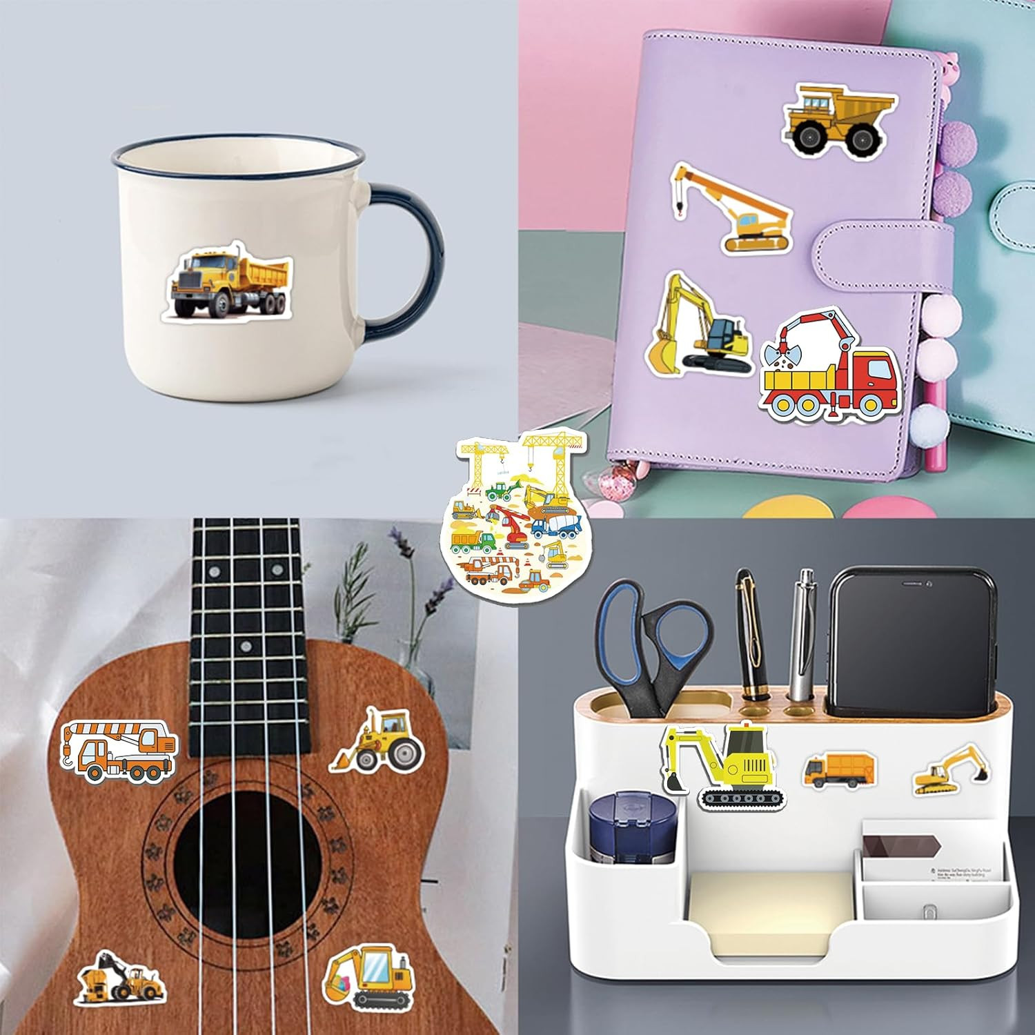 105 Pack Construction Stickers, Truck and Digger Decals for Party Favors