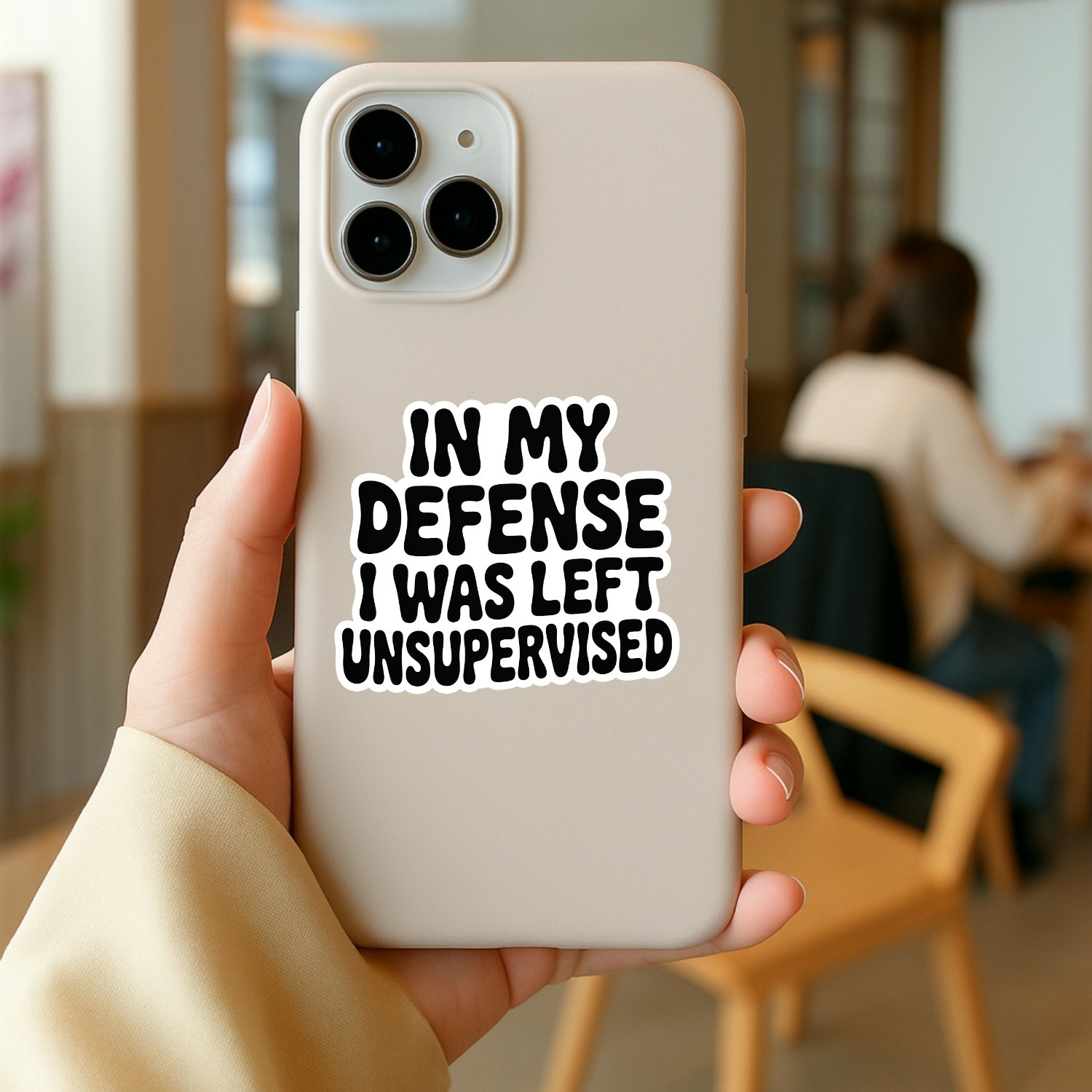 4PCS “In My Defense I Was Left Unsupervised” Stickers – Funny Sarcastic Quote