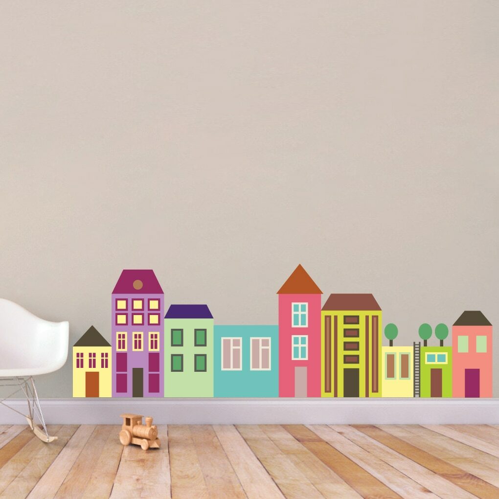 Little City Color Printed Wall Decal – Kids, Nursery, Playroom, Classroom, Town
