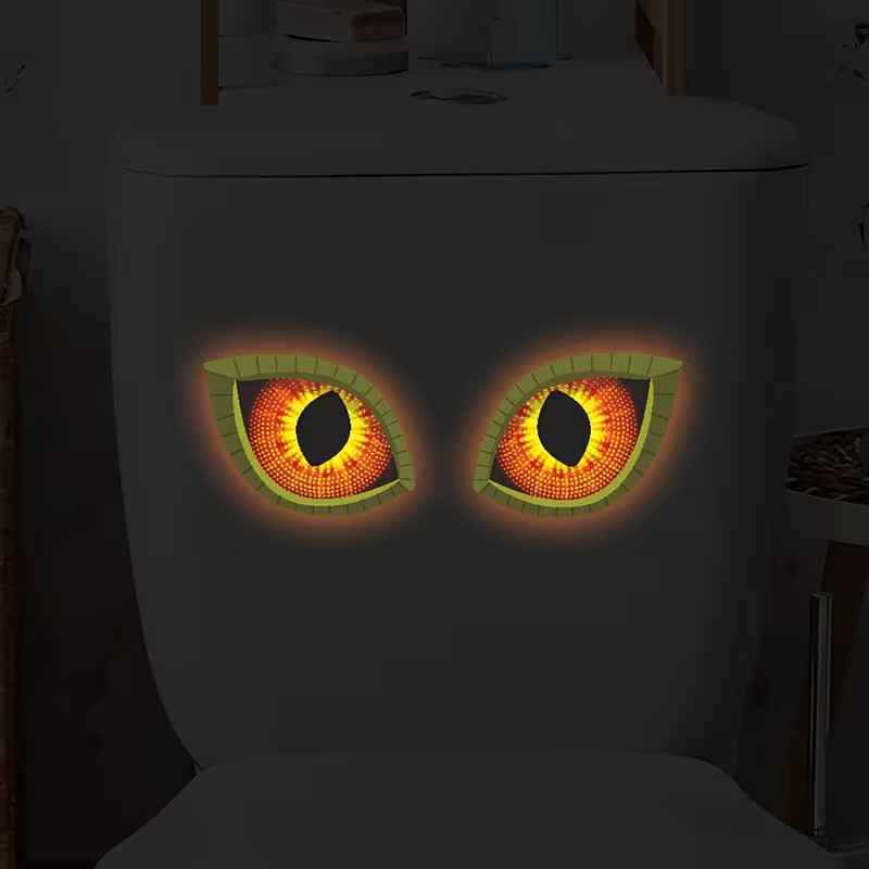 Glow-In-The-Dark Toilet Eyes Restroom Bathroom Washing Washer Sticker Decal