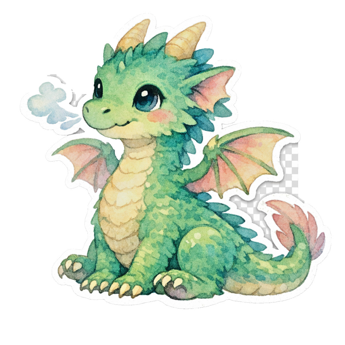 3 inch Green Baby Dragon Watercolor Sticker – Cute Fantasy Vinyl Decal