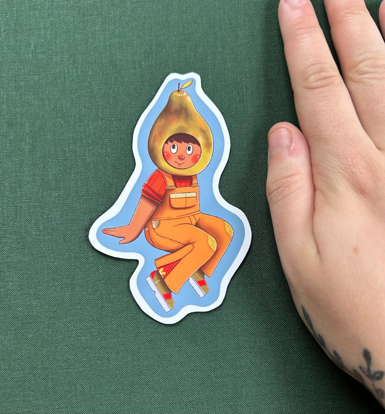 STICKER – Pear Girl glossy sticker 4 inches original art!