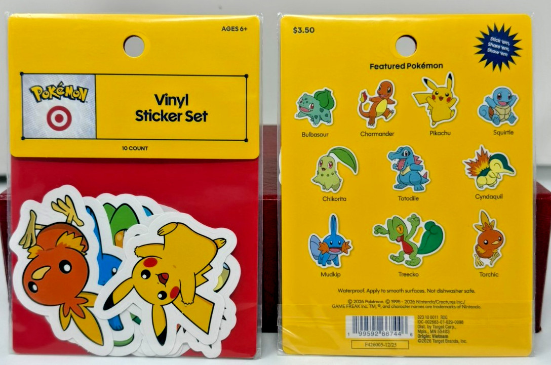 Pokémon x Target Vinyl Sticker Set – Starter Partners 2026