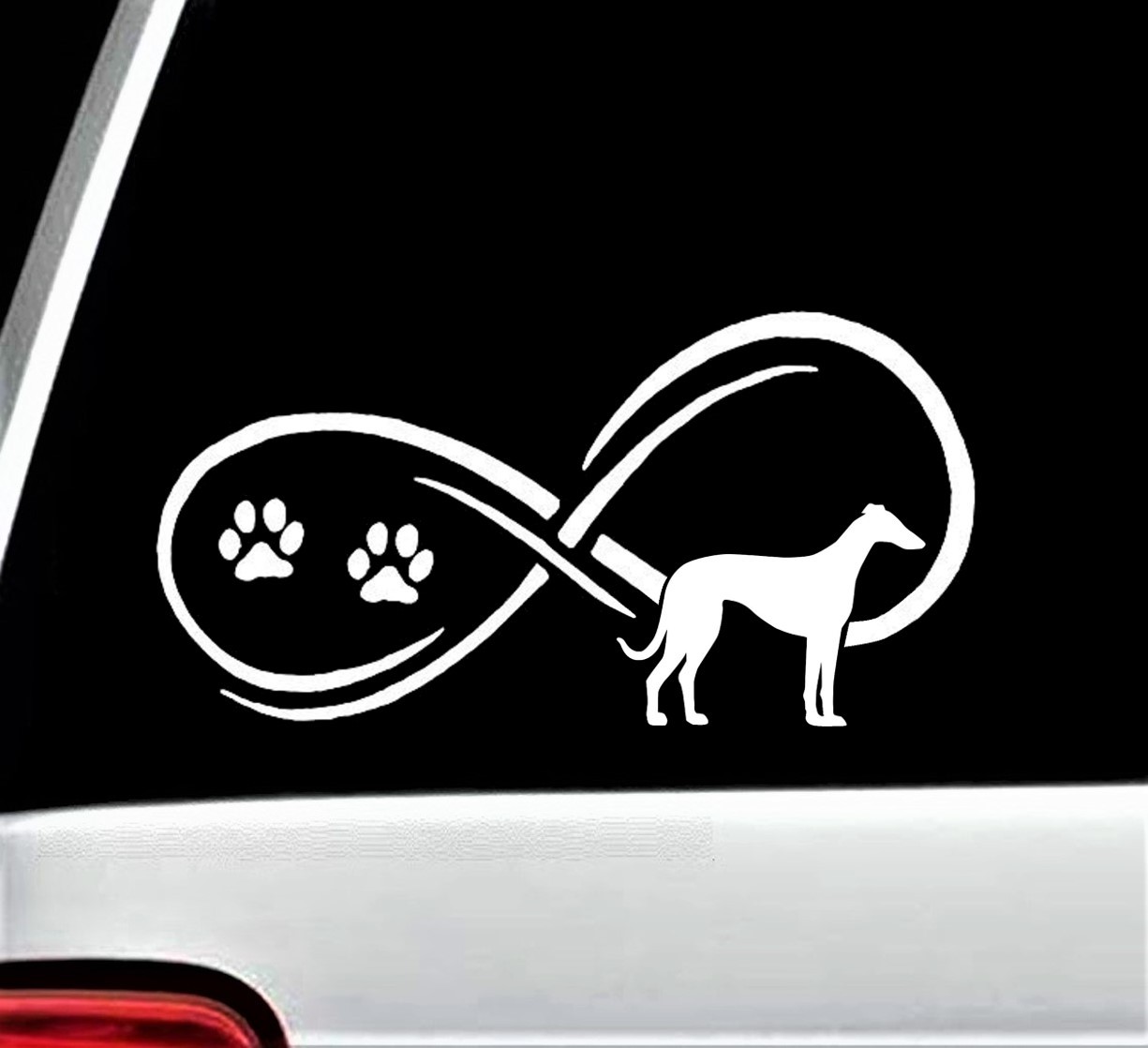 Whippet Infinity Dog Paw Decal Sticker BG240 for Car Laptop Greyhound