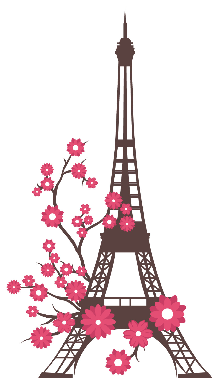 Home Bedroom Living Room Eiffel Tower Decoration Vinyl Cherry Blossom Wall Decal
