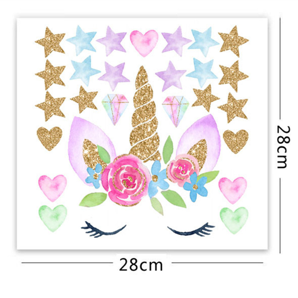 Magical Fairy Unicorn Wall Stickers Stars for Girls Kids Room Decor