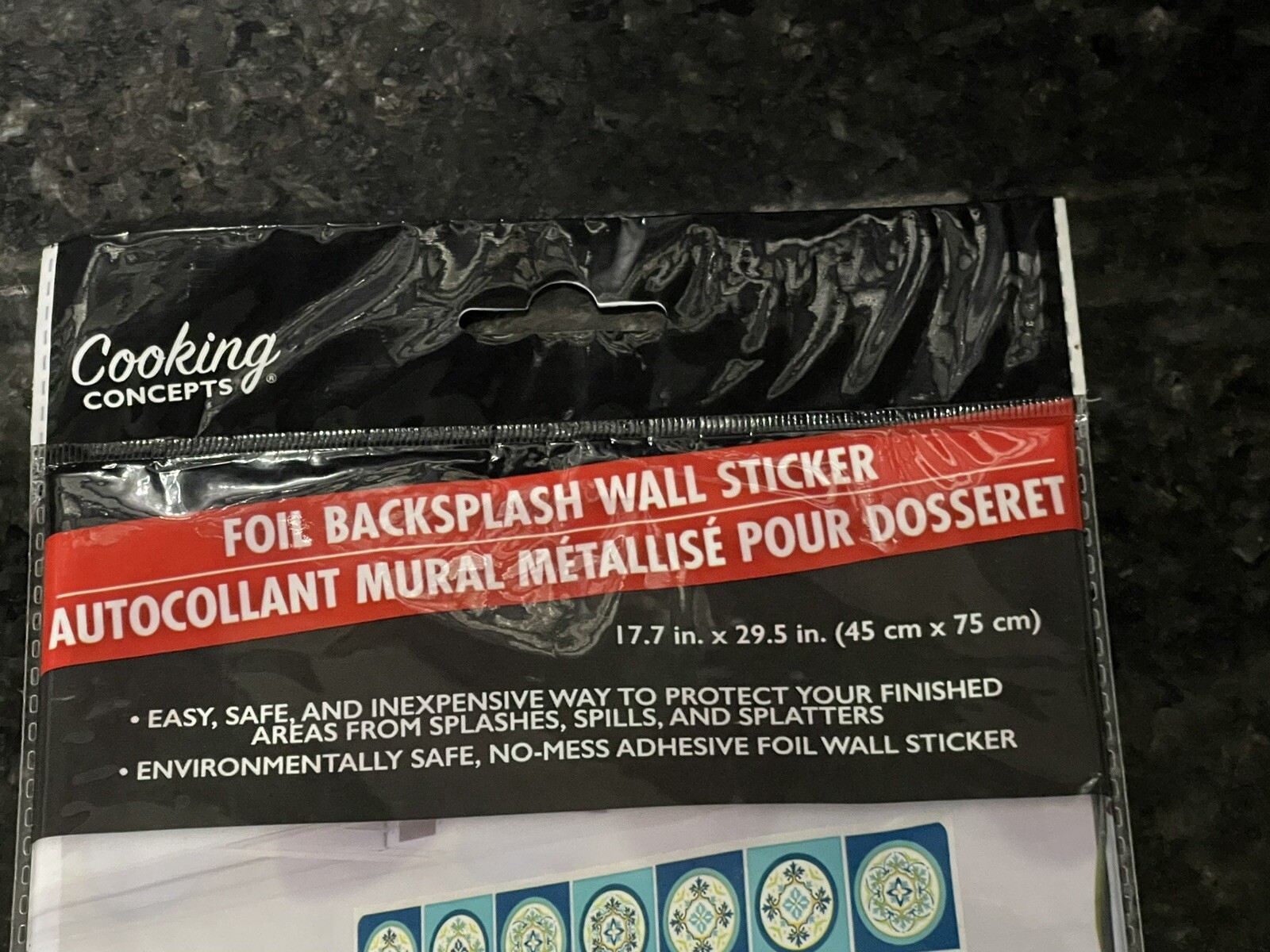 LOT OF 2 CHEF FOIL BACKSPLASH WALL STICKERS BY COOKING CONCEPTS 17.7in.x29.5in