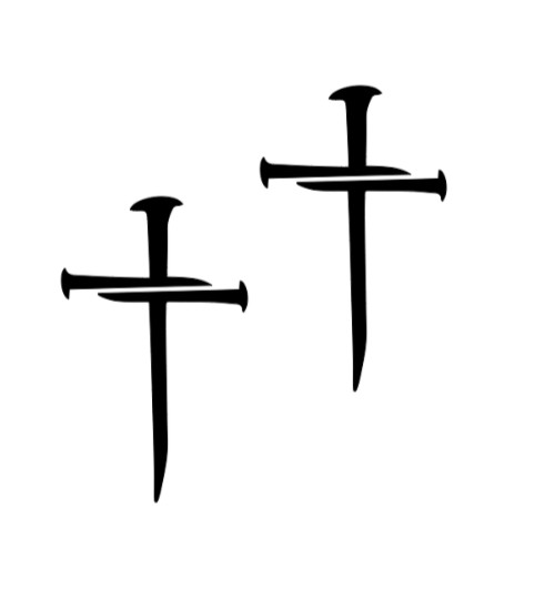 2 Cross Nails Vinyl Decal Sticker Rearview Mirror Car Truck Jesus Christian