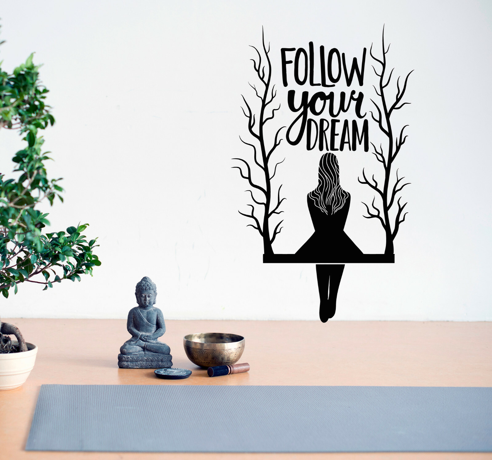 Vinyl Wall Decal Follow Your Dream Girl Swing Stickers 28.5 in x 17.5 in gz153