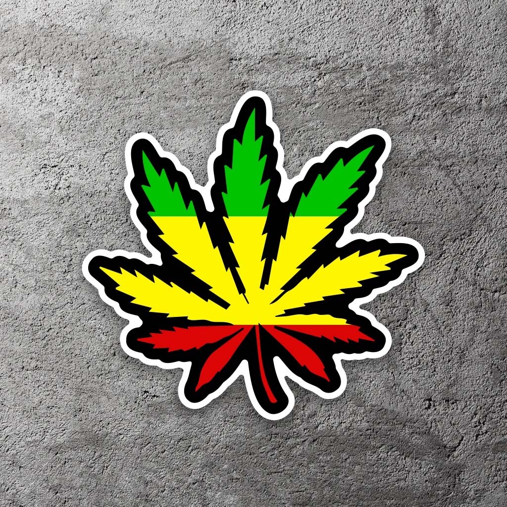 Reggae Weed Leaf Vinyl Sticker 3.5" Wide – Includes Two Stickers