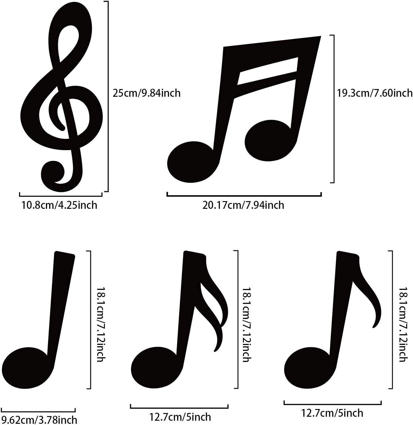 Lightweight 6-8 Inch Music Notes Cutouts – Thematic Decorations for Any Occasion