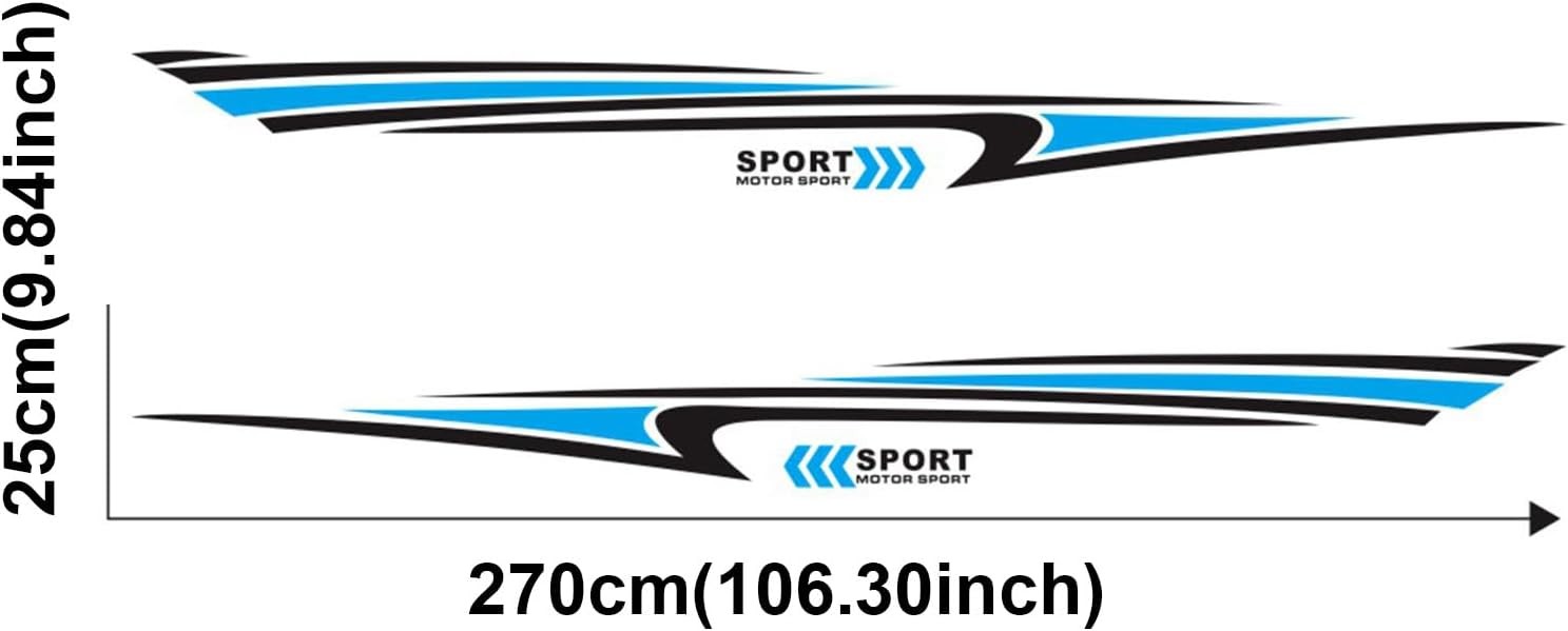 2 Pcs Car Side Sticker Long Stripe Graphic Auto Body Racing Sports Decals,Univer