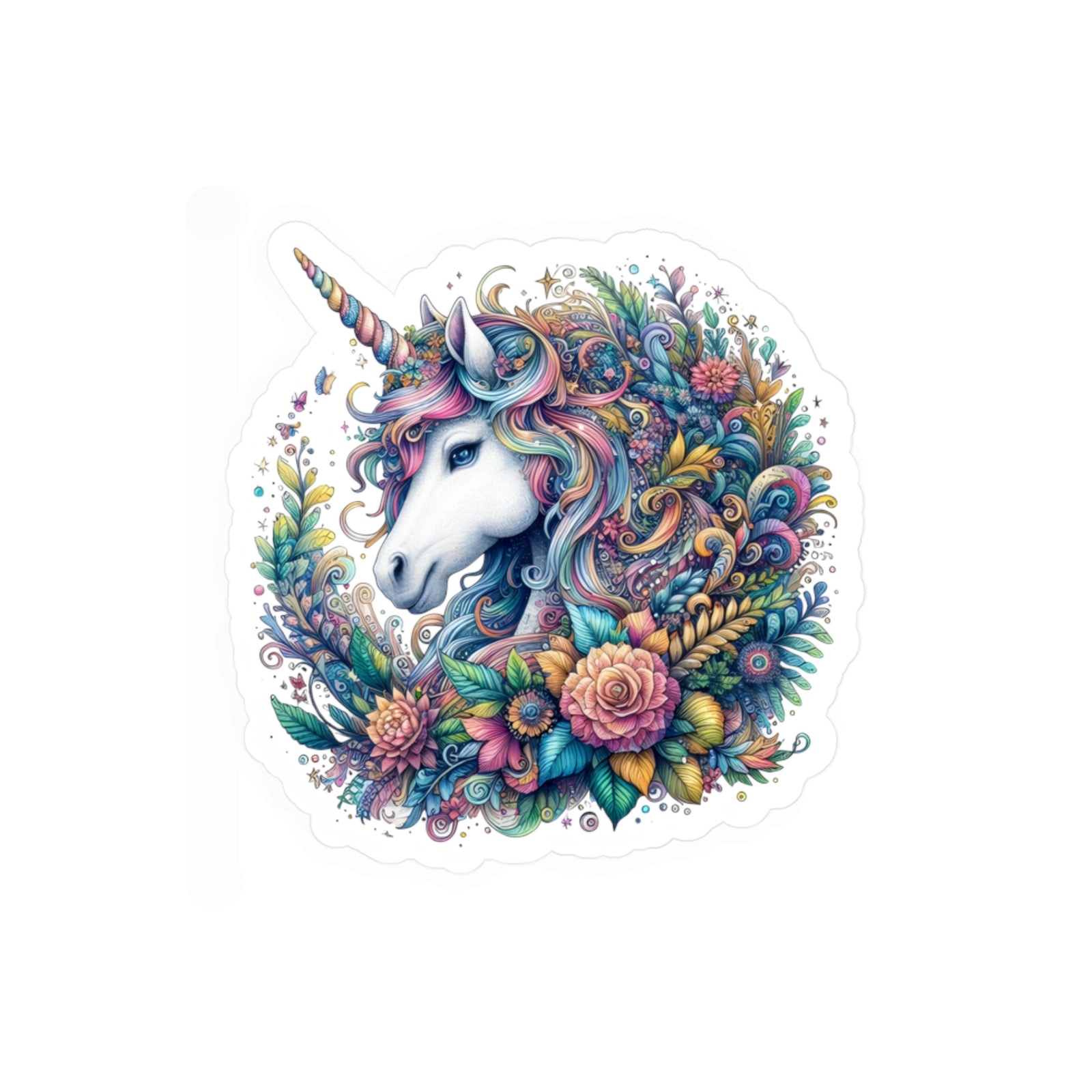 Whimsical Unicorn Kiss-Cut Vinyl Decals, Flower Decor, Gifts for All Ages