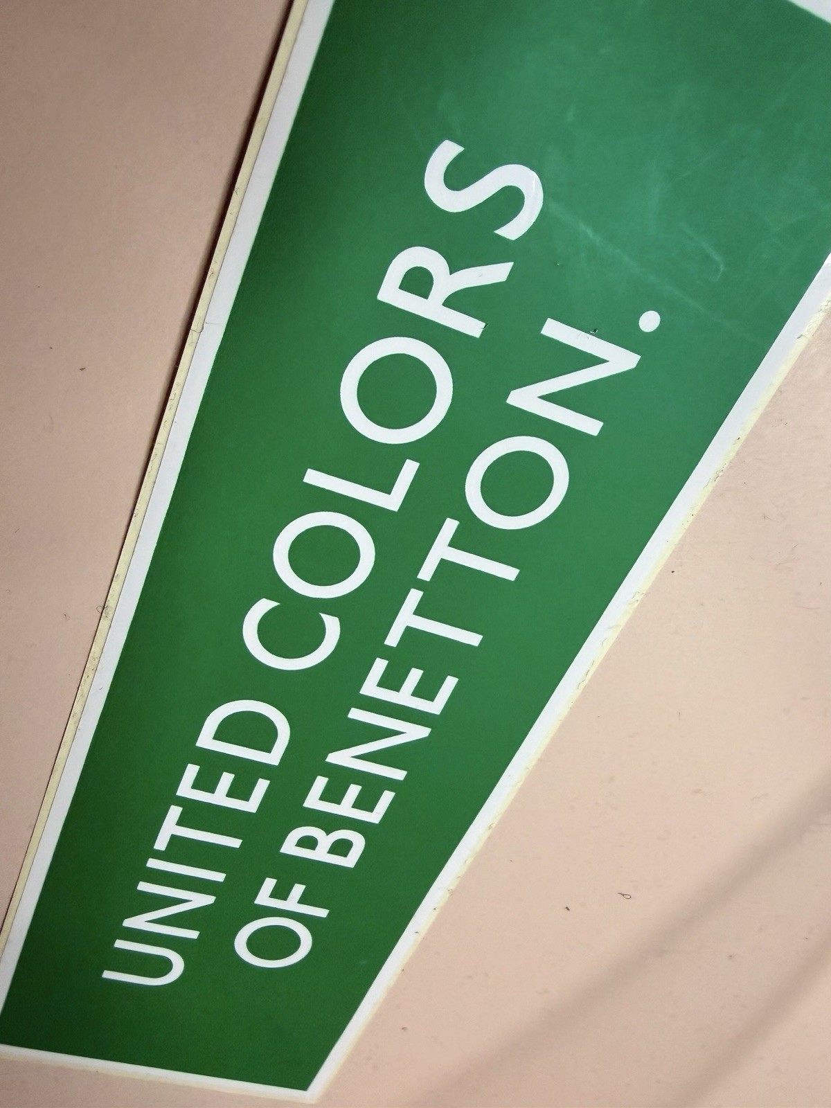 Vintage Sticker United Colors of Benetton Green Rectangle From Italy