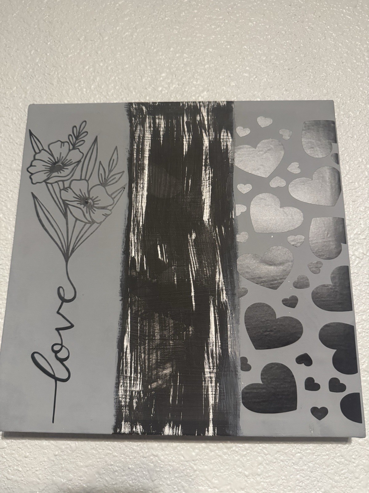 Canvas Grey With Black Hearts & Love Vinyl