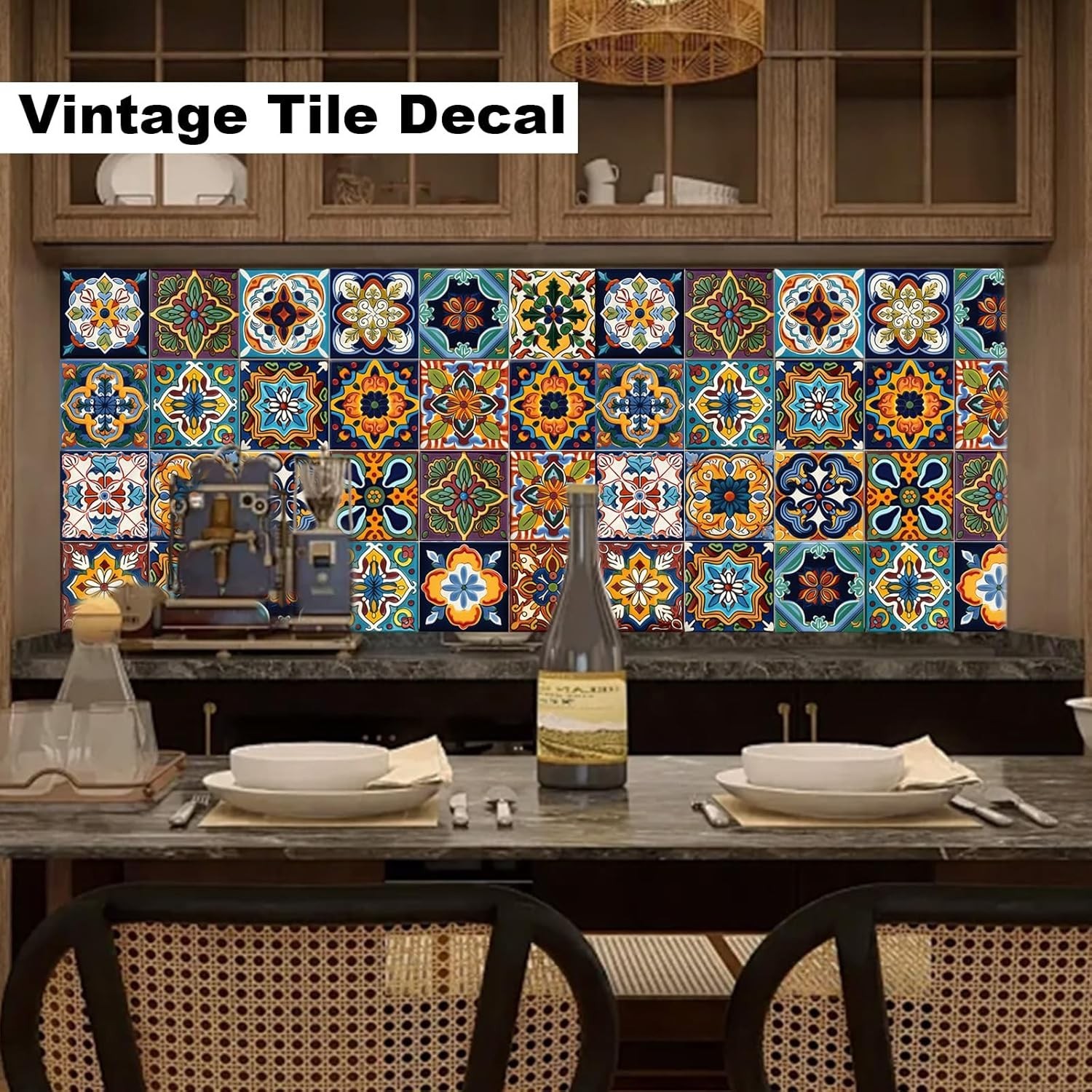 48Pcs Tile Sticker Peel & Stick Kitchen Wall Decals Stick on Tile Adhesive