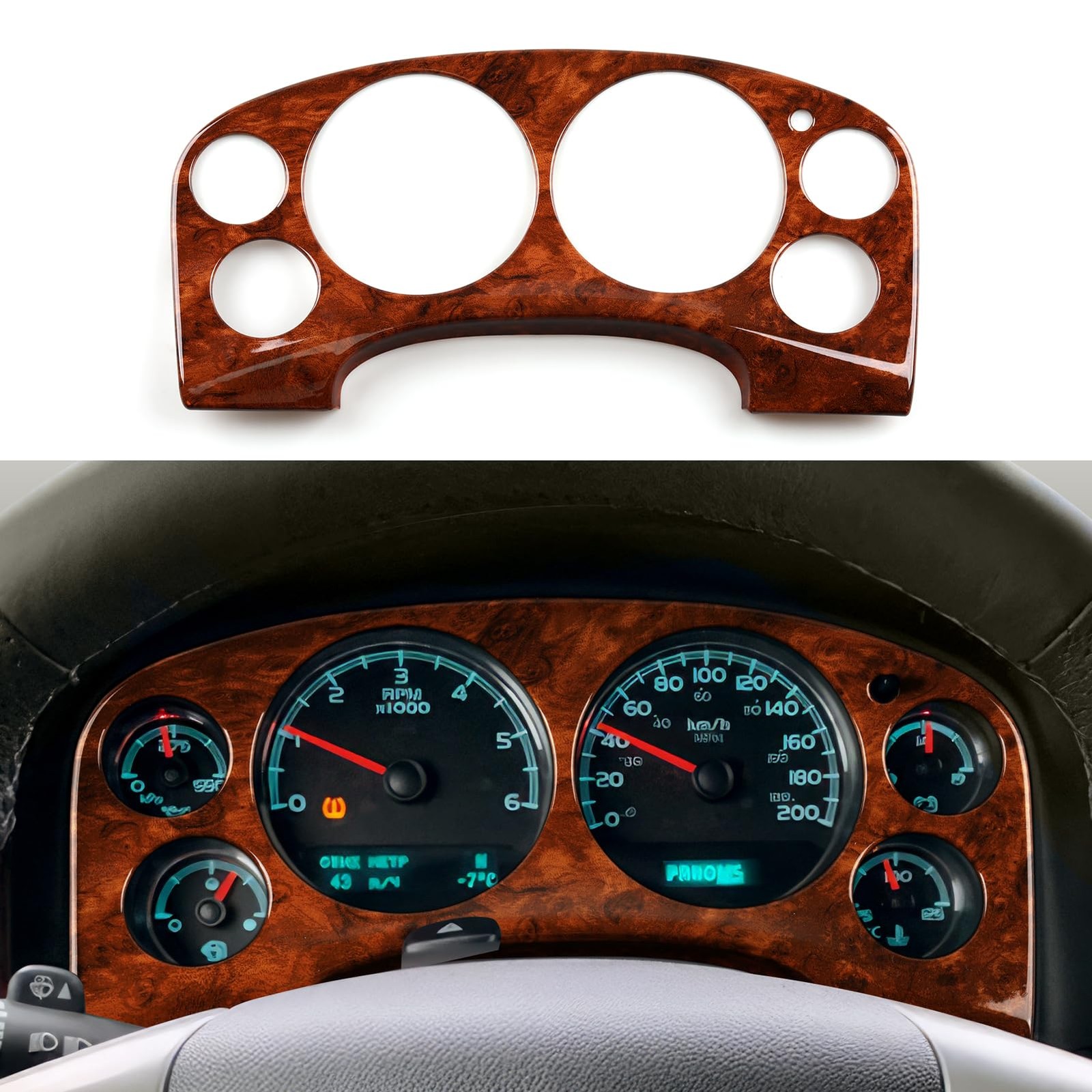 Dashboard Cover Trim Decal Wood Grain Sticker for Chevrolet GMC Vehicles