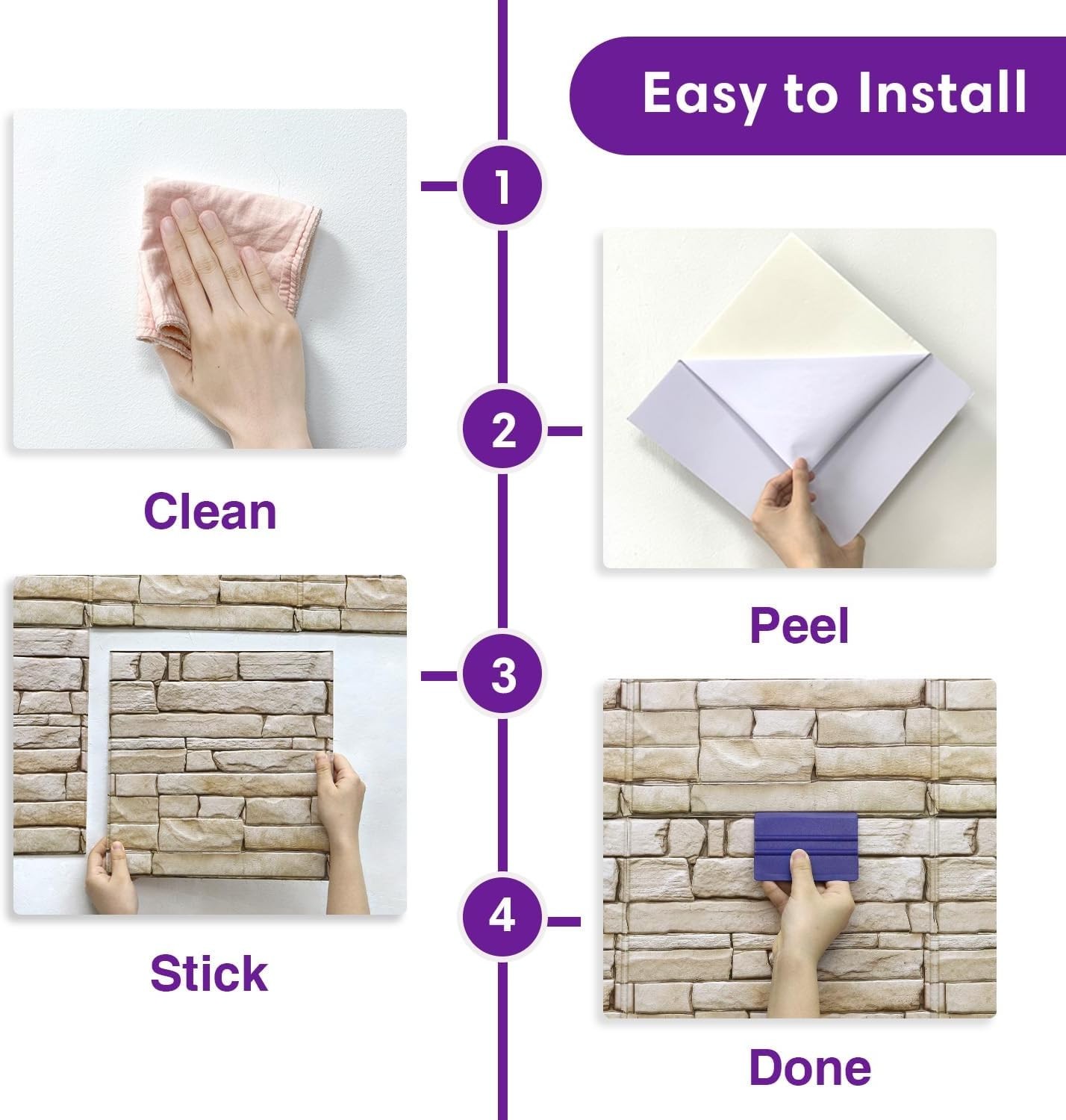 3D Peel and Stick Faux Stone Wall Panels 11.8" x 11.8" 10-Pack,Stone-Look Wall..