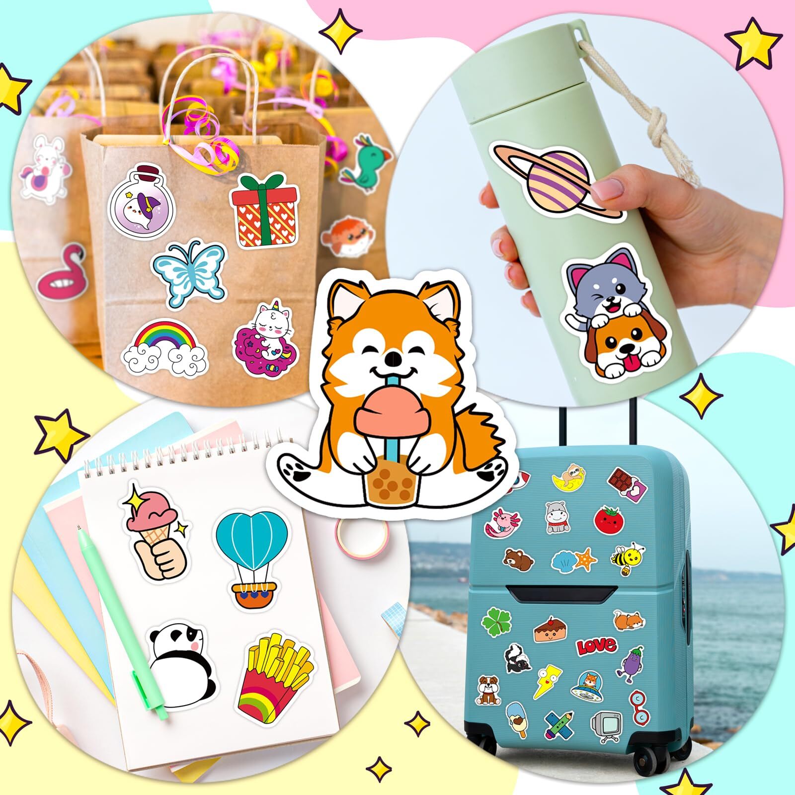 600Pcs Stickers for Kids Water Bottle Vinyl Waterproof Scrapbook Cute Bulk