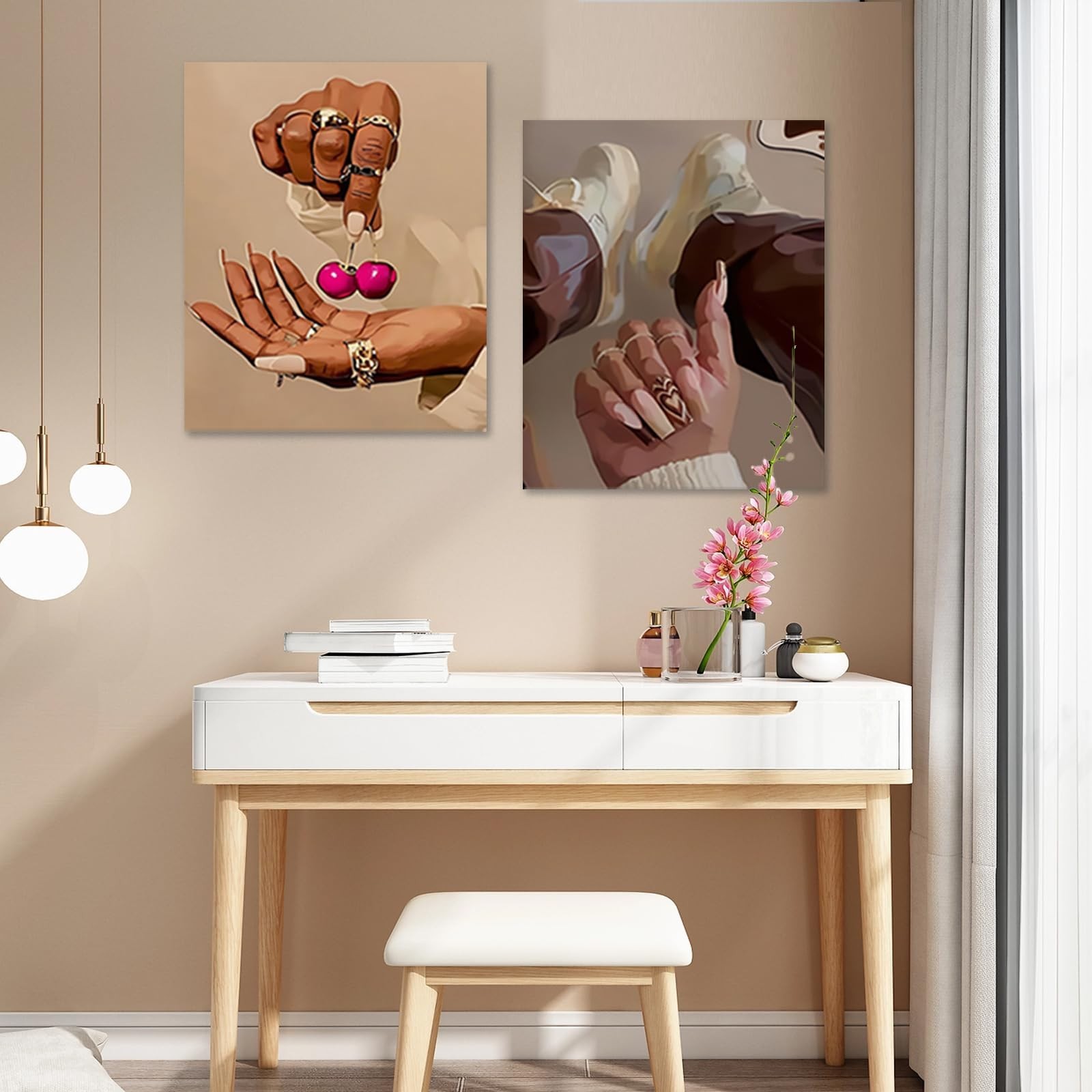 4 PCS Fashion Black Woman Aesthetic Poster Set Empowering Trendy Wall Art Abs…