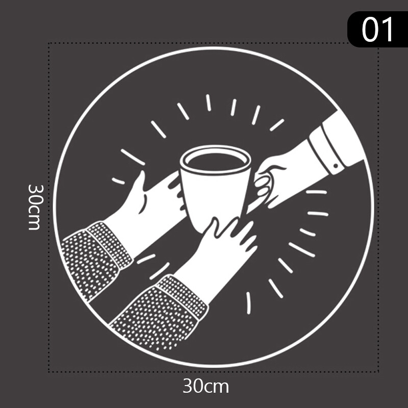 1pcs Coffee Shop Static Window Sticker Business Restaurant Storefront Logo Decor