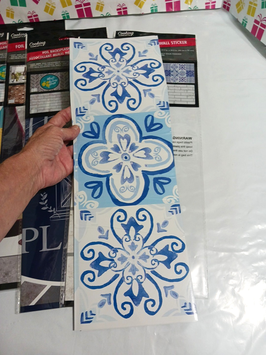 Foil backsplash large wall stickers. 17.7 x 29.5 inches. Lot of 5 patterns. NEW