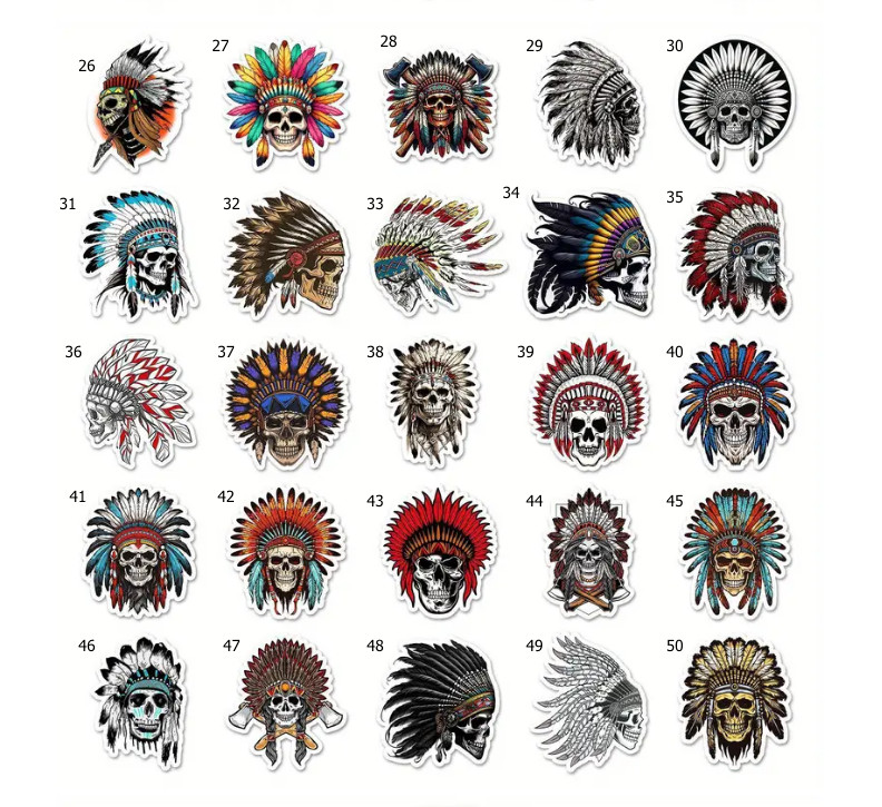 Indian Chief Skull Vinyl Stickers – Select A Sticker – BUY2GET4FREE!