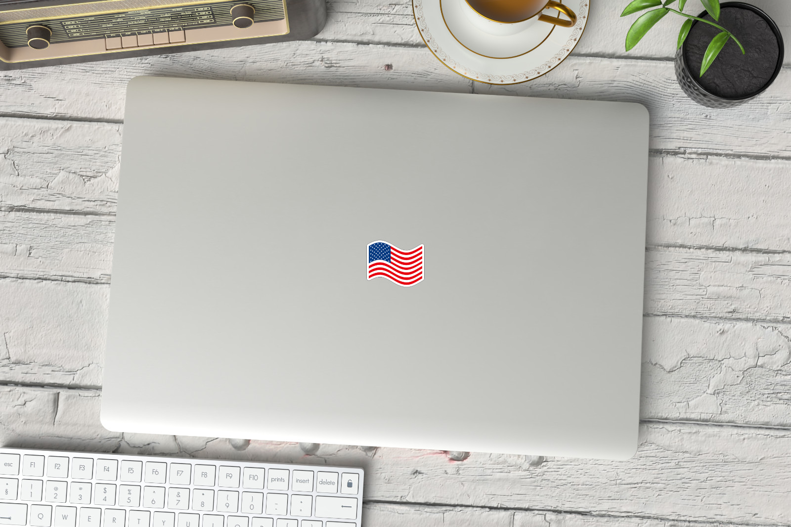 NEW – Set of 4 – Waving American Flag Stickers | USA Patriotic Decals – US FLAG