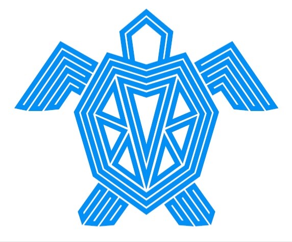 Stylized Sea Turtle Sticker 6” x 5” BLUE