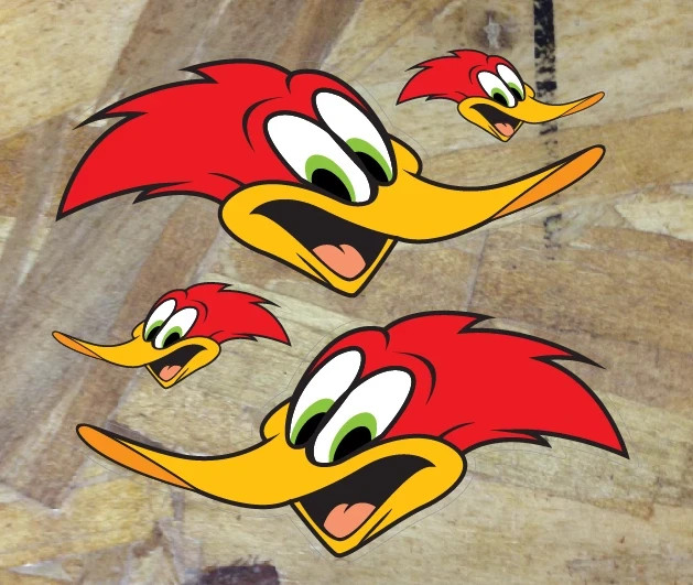 Woody Woodpecker Hot Rod Sticker Decal Car Truck Window Bumper 4 for 1 Made USA