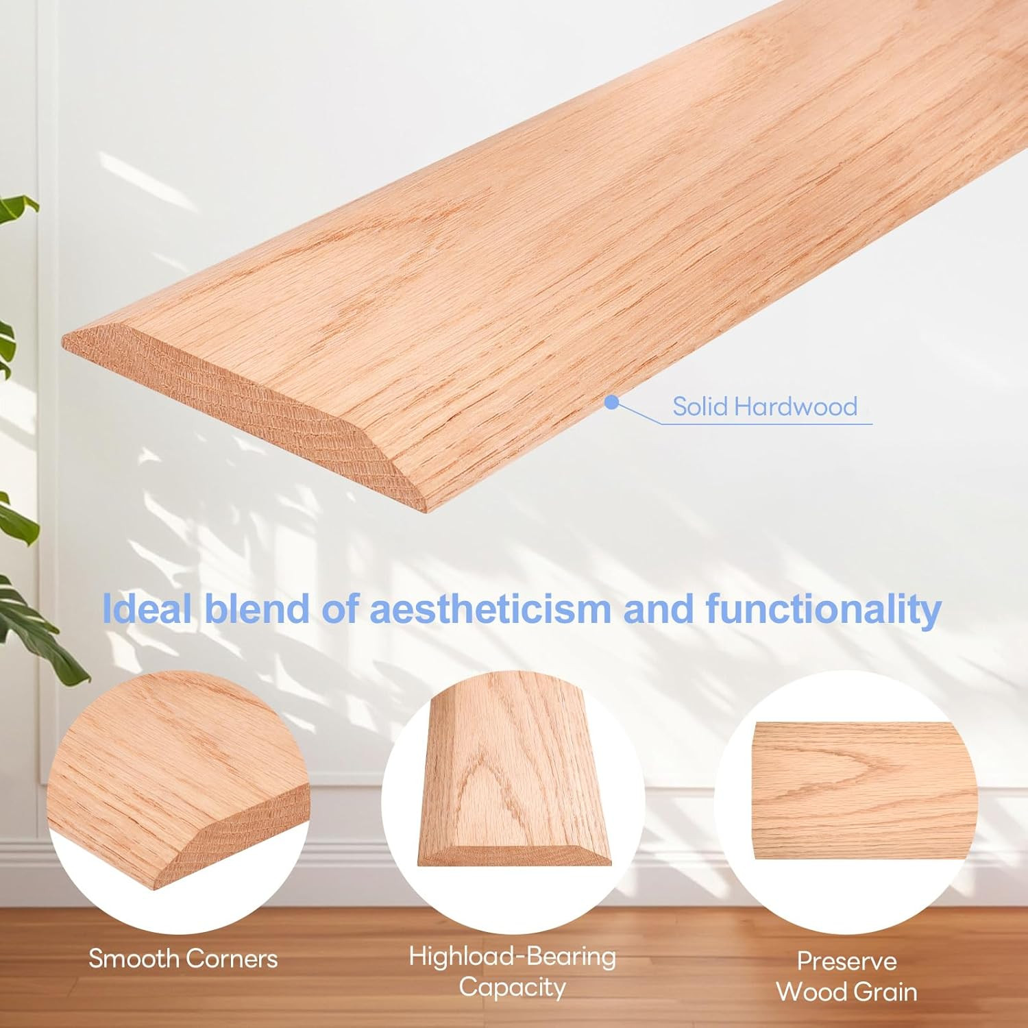 Red Oak Floor Transition Strip – 5" W x 48" L for Carpet, Tile & Wood