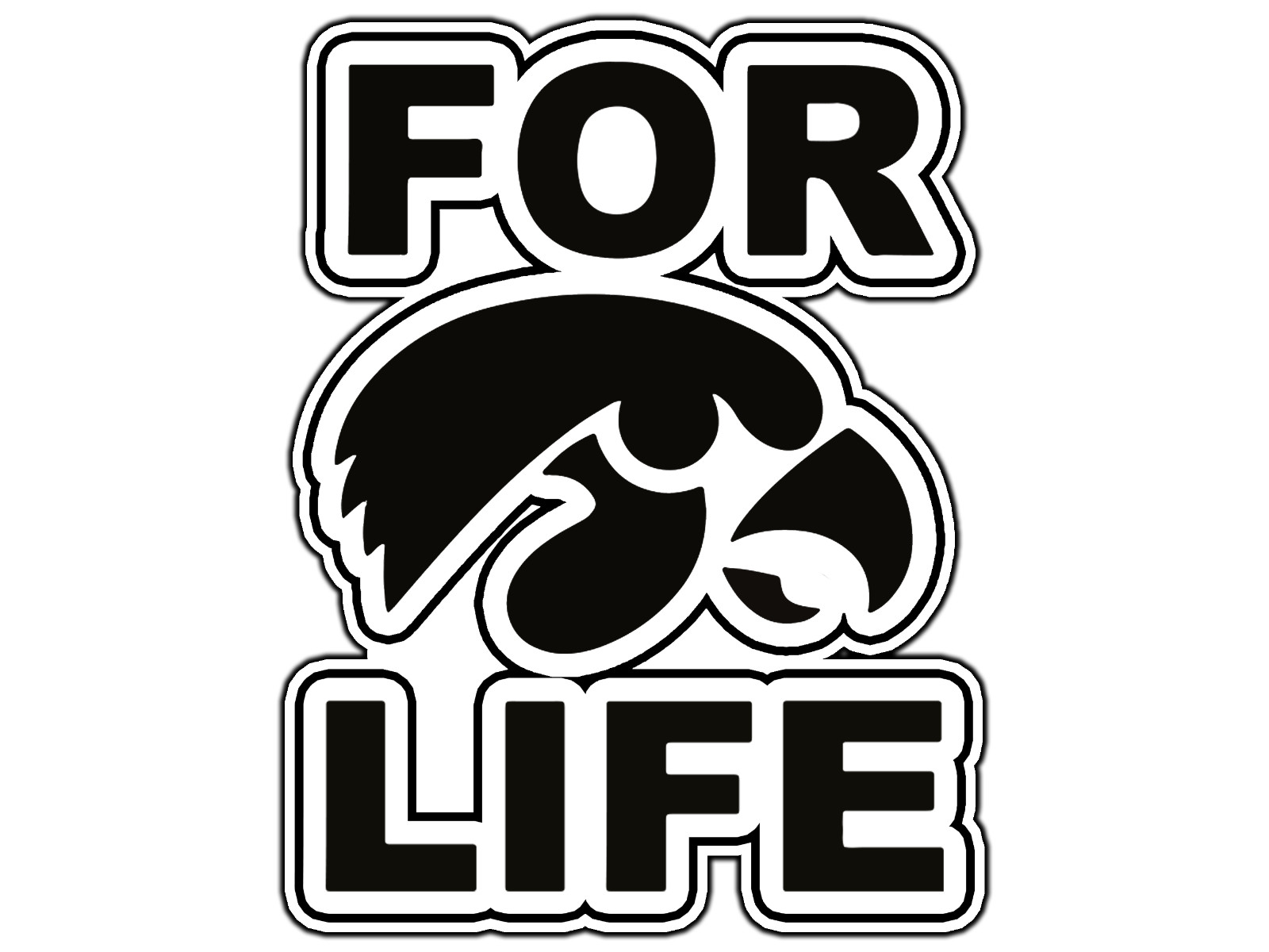 Iowa Hawkeyes For Life Logo College Sticker Waterproof Vinyl Decal Die-Cut Car