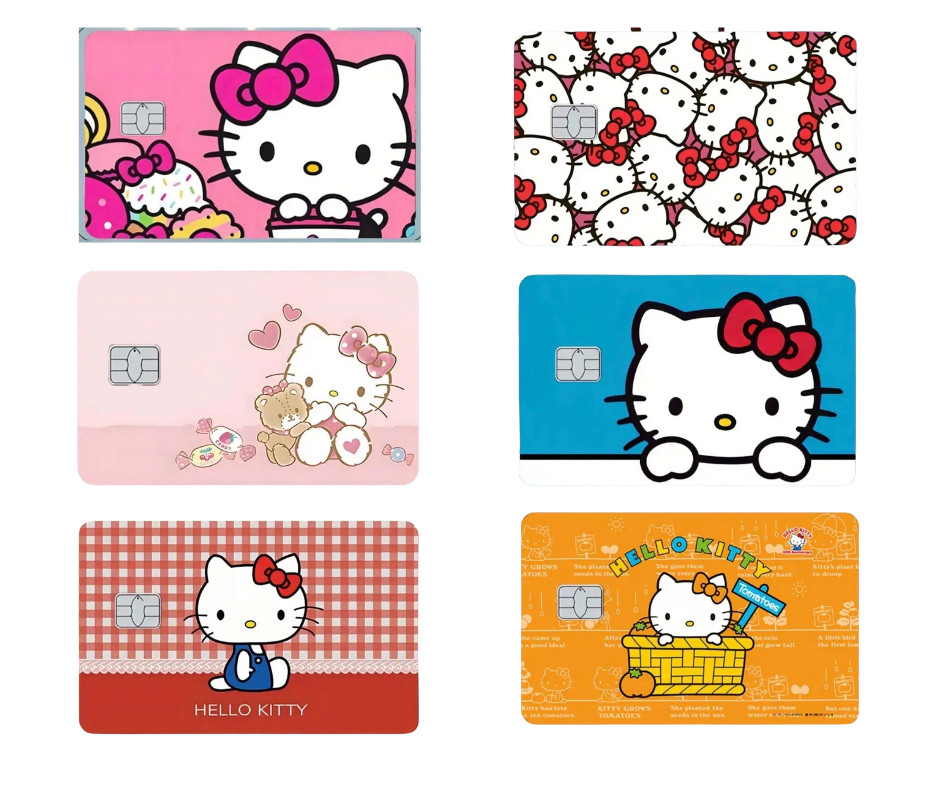 Hello Kitty Card Skin 6-Pack Variety Set Cute Anime Vinyl Credit Card Decal Cove