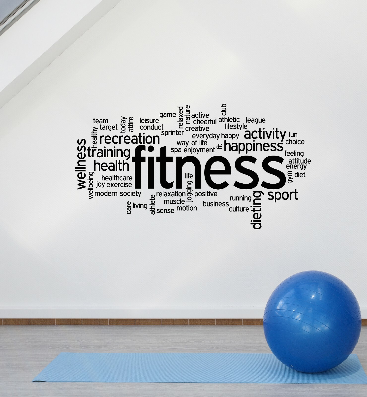 Vinyl Wall Decal Fitness Home Gym Center Health Wellness Words Stickers (ig6181)
