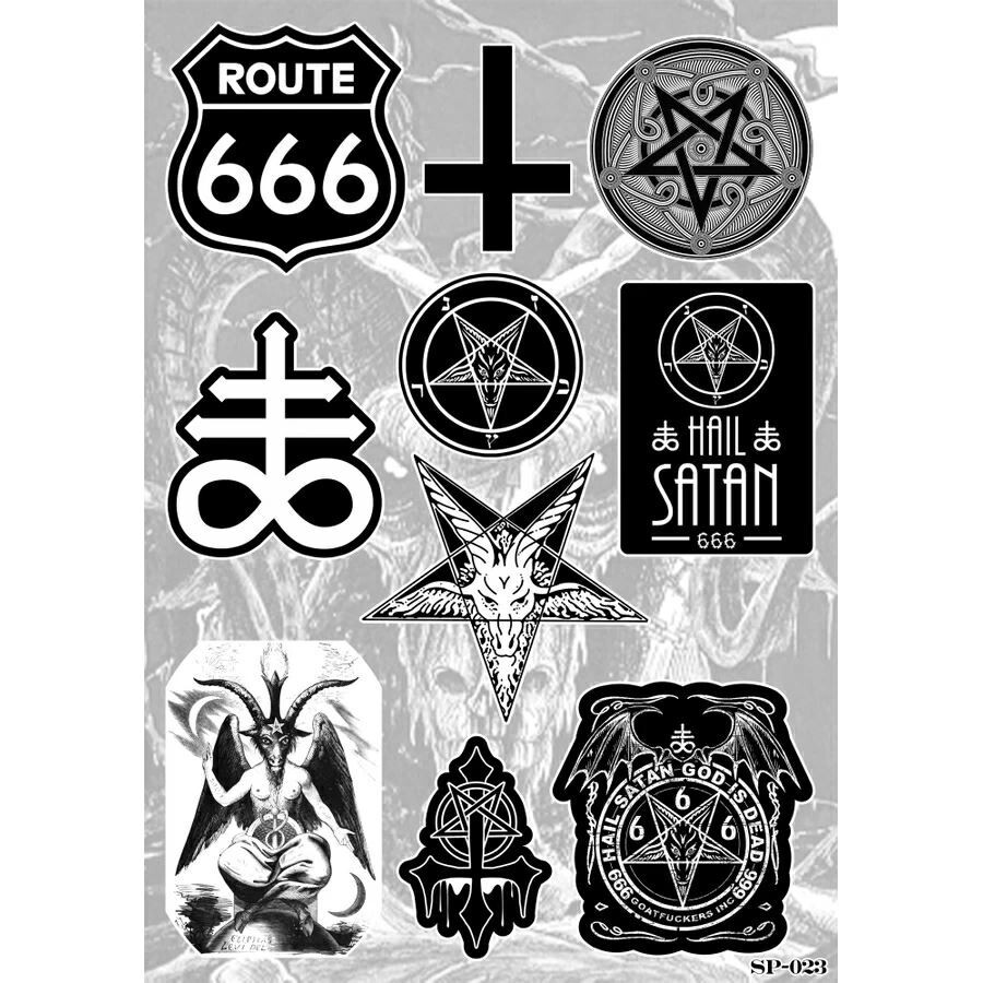 Satanic Sticker Pack | Baphomet Pentagram Route 666 Inverted Leviathan Cross