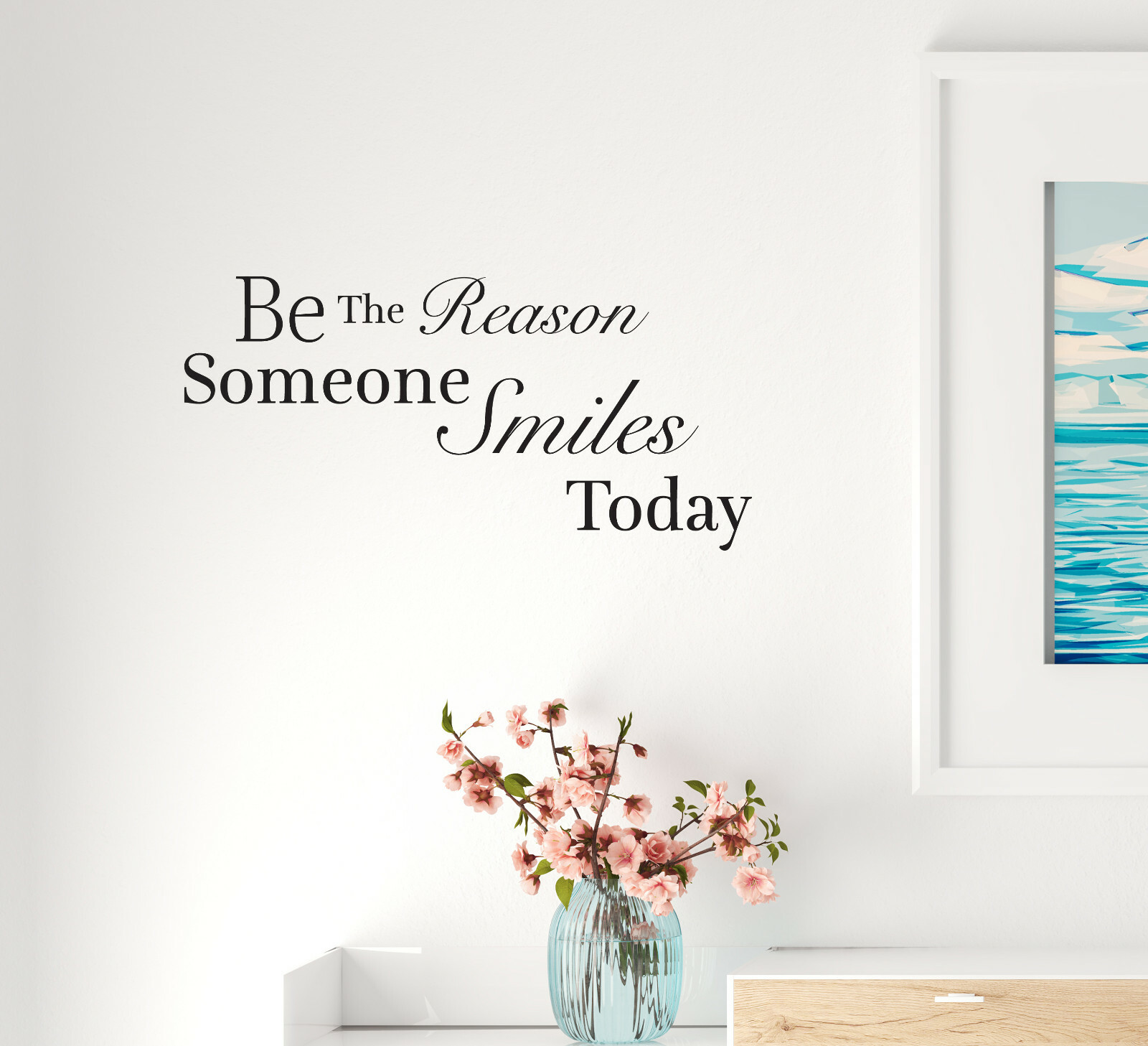 Wall Decal Lettering Motivation Phrase Smiles Positive Vinyl Decor Black gz451