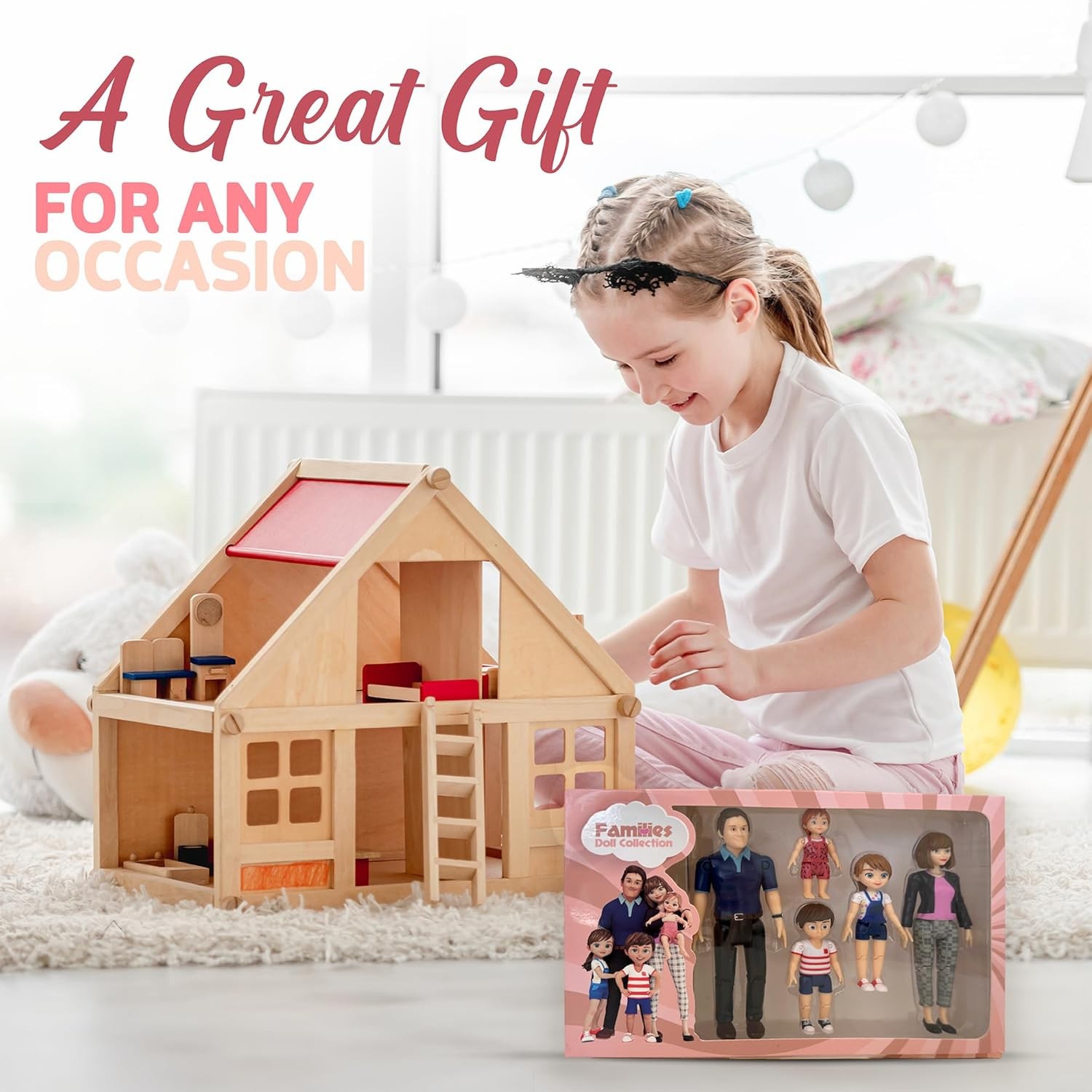 Family Dollhouse People – Doll House People Figures – 5 Poseable Action Figures