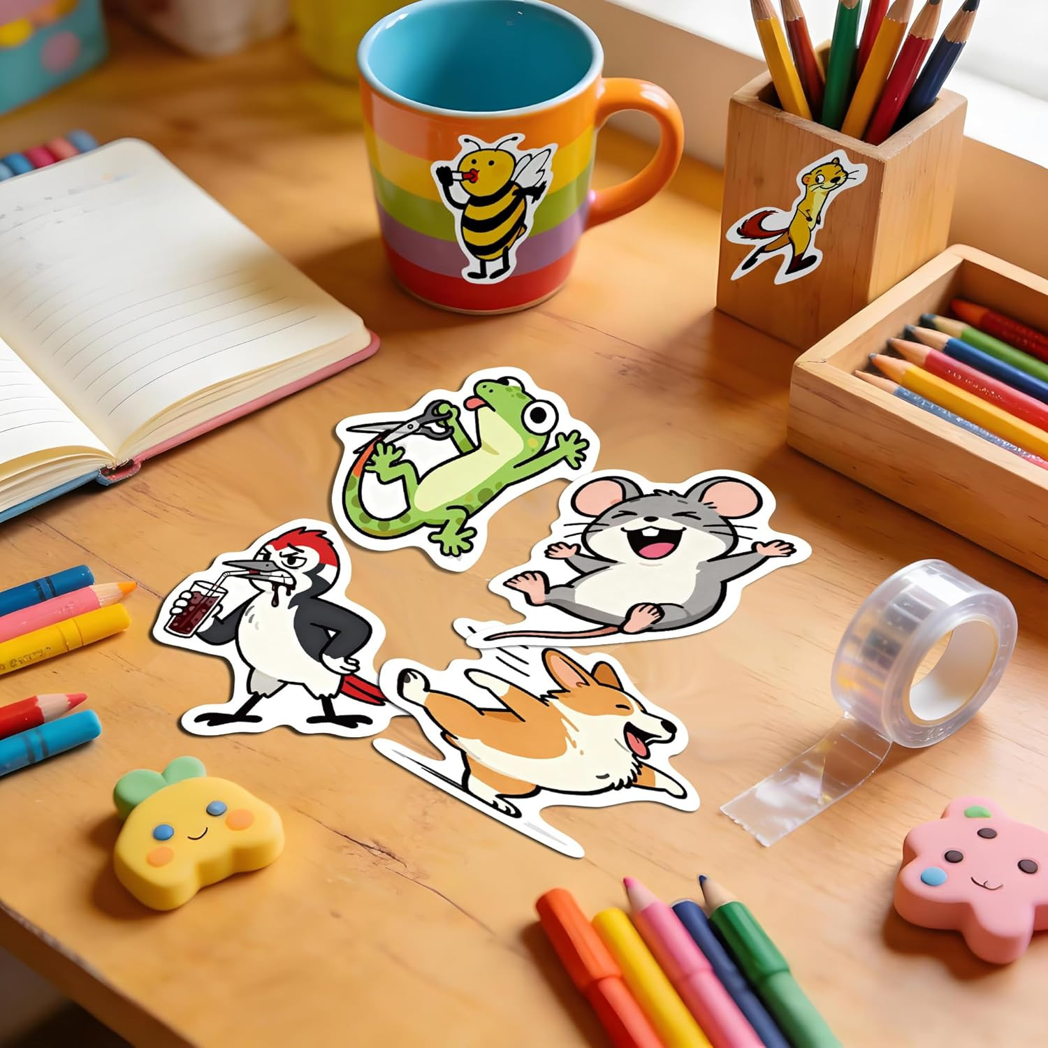 100 Pcs Funny Animal Stickers – Cute Waterproof Vinyl Meme Decals, Assorted Pack