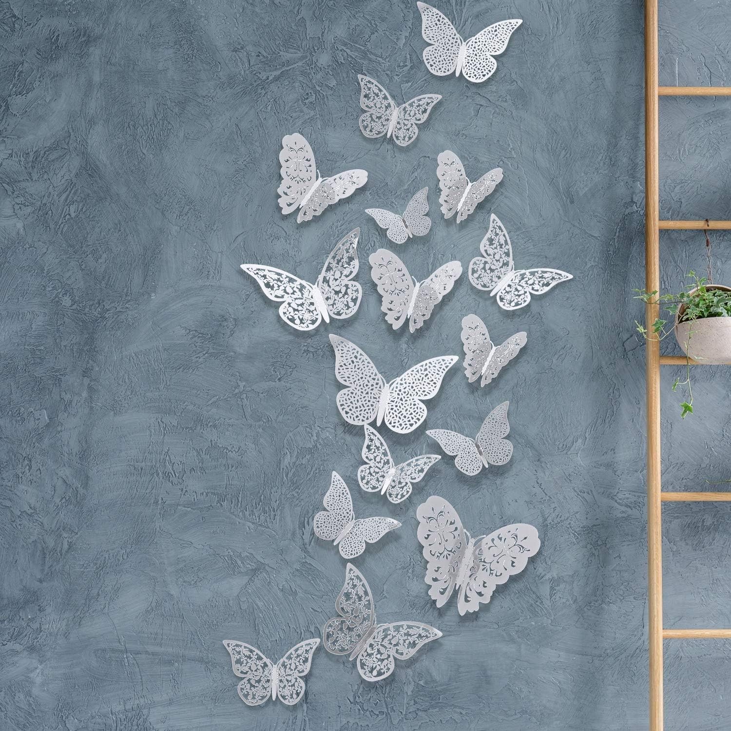 Stunning Silver 3D Butterfly Wall Decals – 72 Decorative Pieces for All Spaces