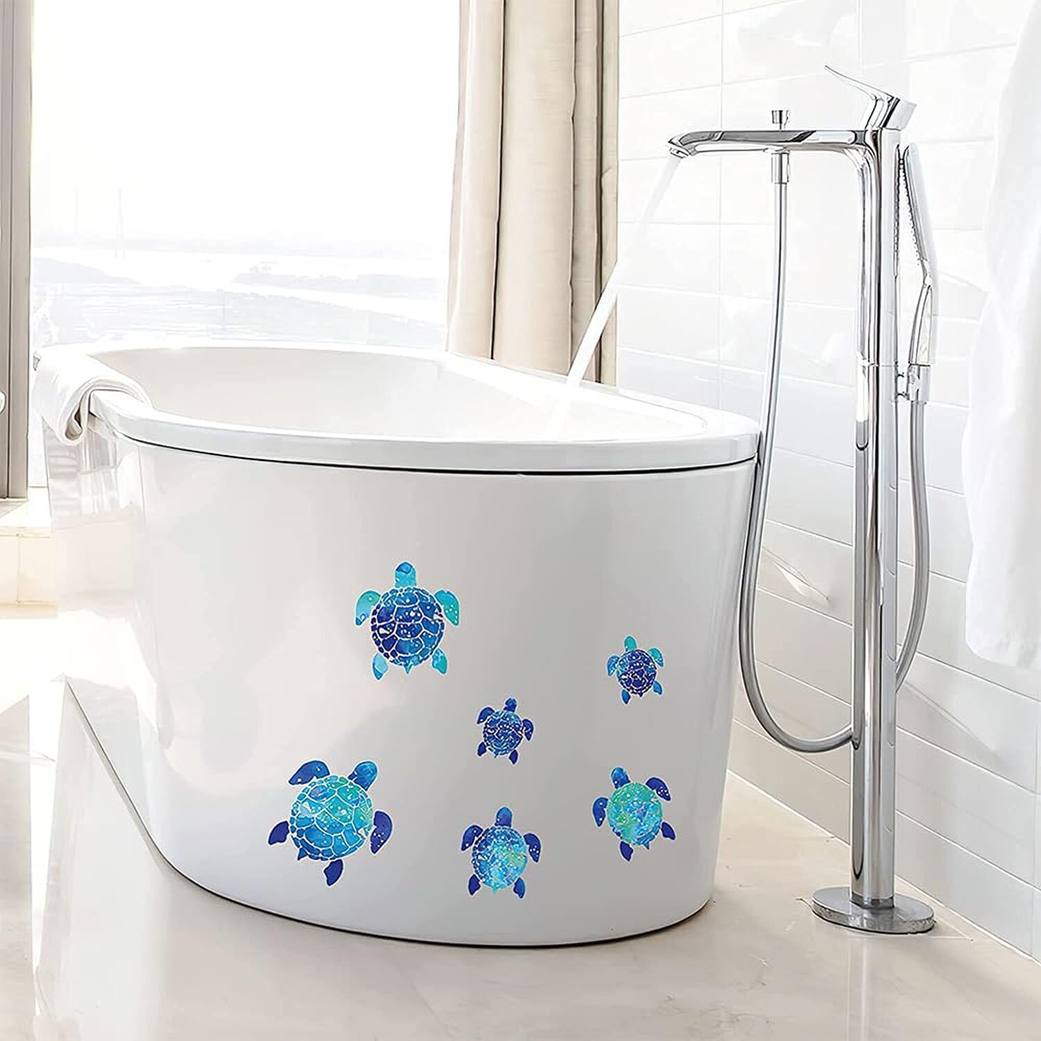 24 Pieces Sea Turtle Wall Decals Turtle Vinyl Stickers for Bathroom Underwate…