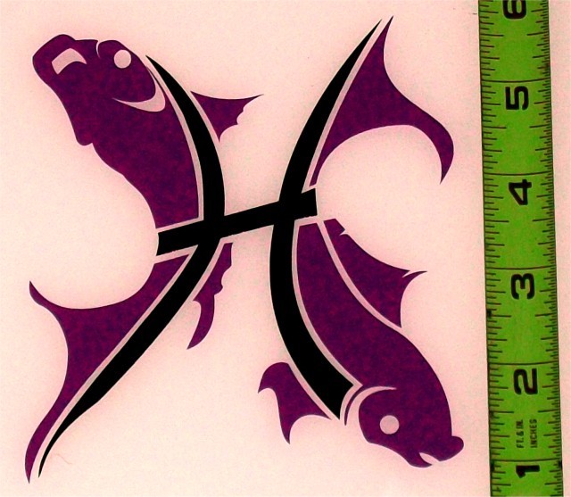 Pisces Fish! HQ 2 Color High Gloss 4.45" x 5.0" Vinyl Decal!