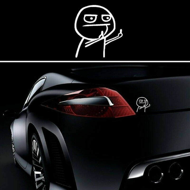 2PCS Center Cartoon Reflective Finger Vinyl Car Stickers Motorcycle Decal