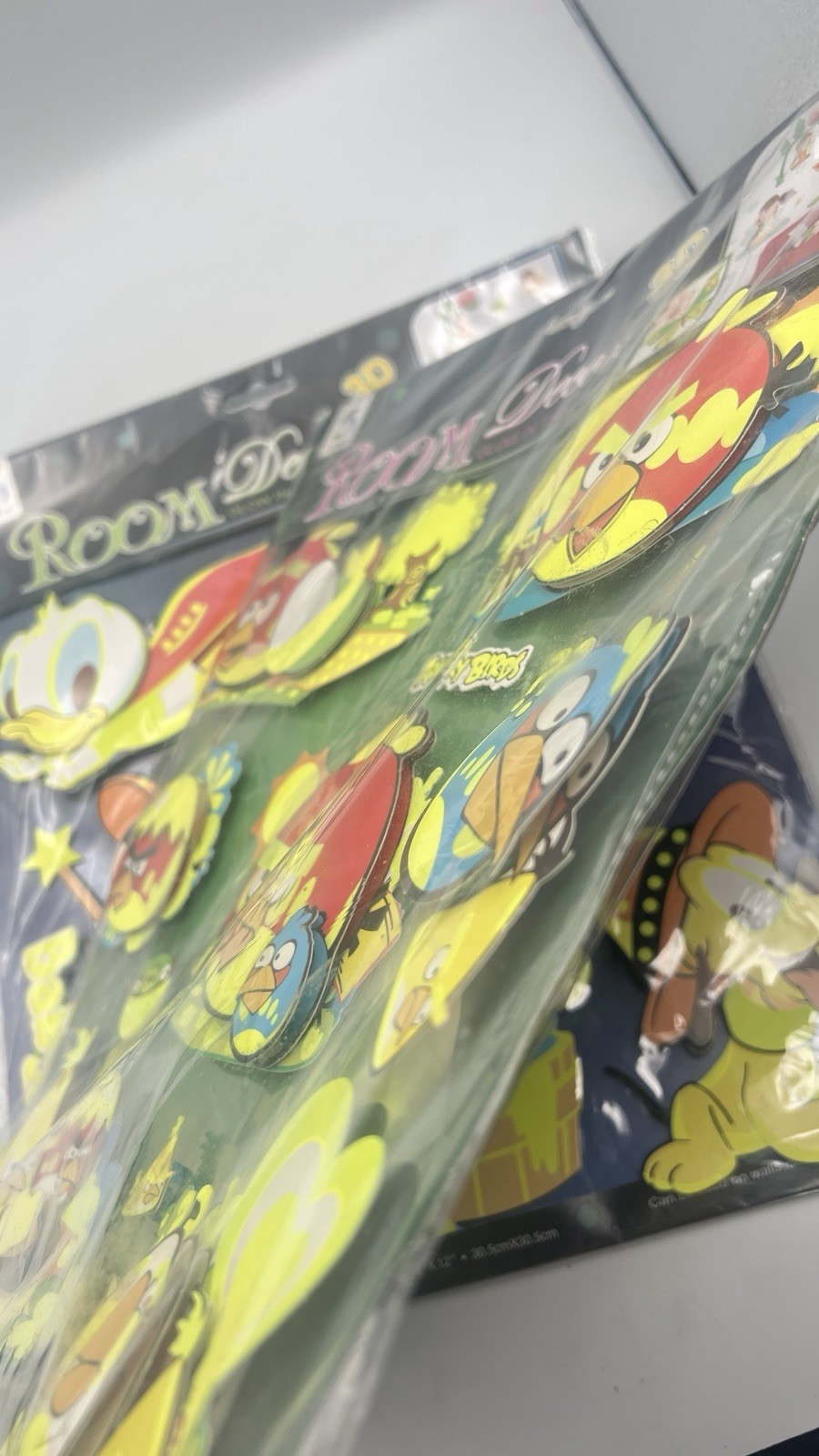 Disney Baby Mickey And Angry Birds Decor Glow in the Dark 3D Stickers Sealed