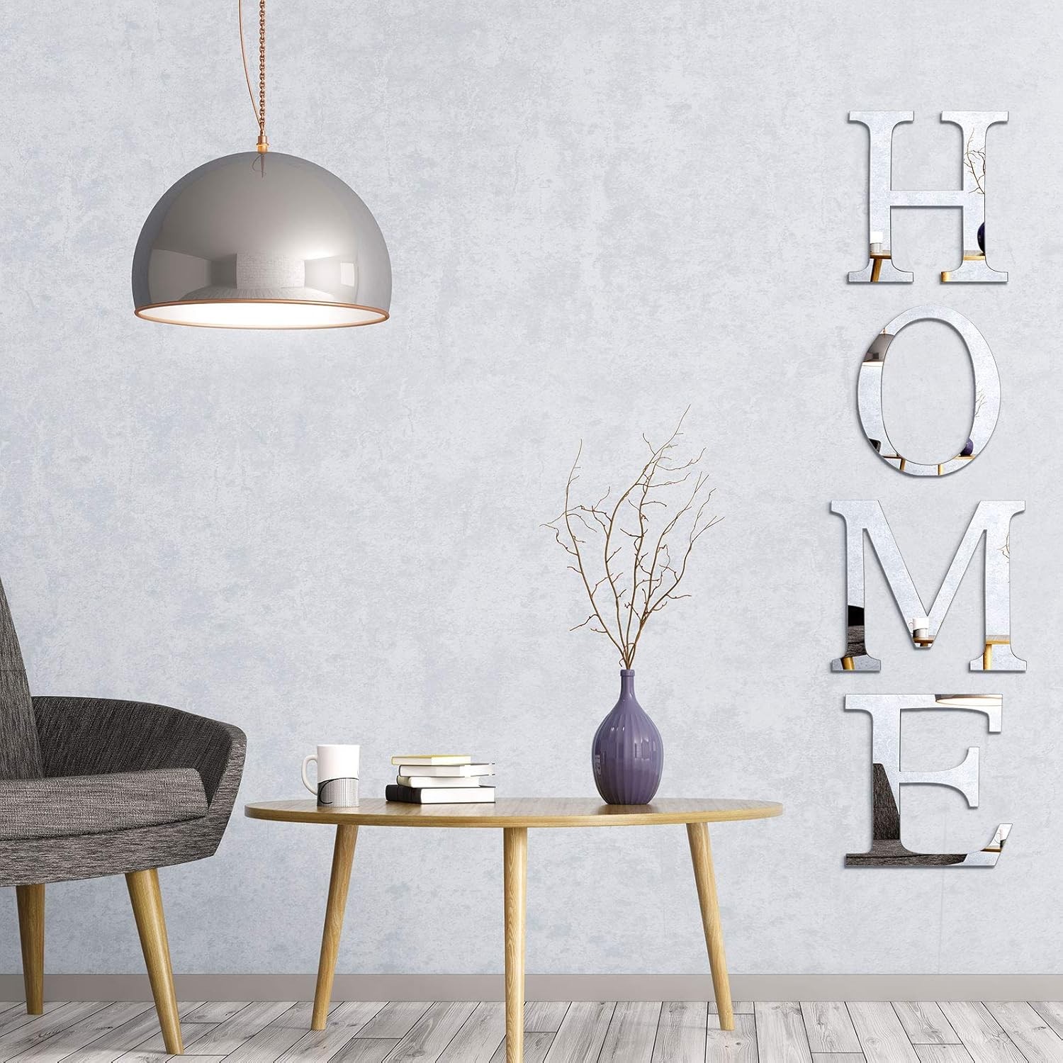 Zonon 3D Home Wall Decor Letter Sign Acrylic Mirror Silver