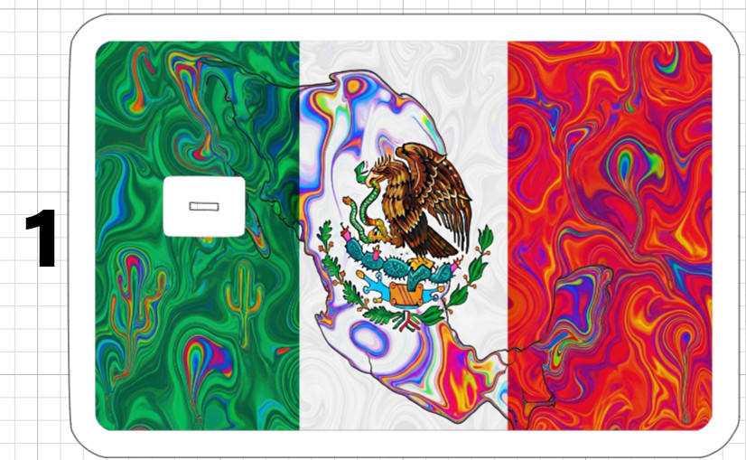 Psychedelic Mexican Flag ATM Debit Credit Sticker Skin Mexico Latino 420 Party