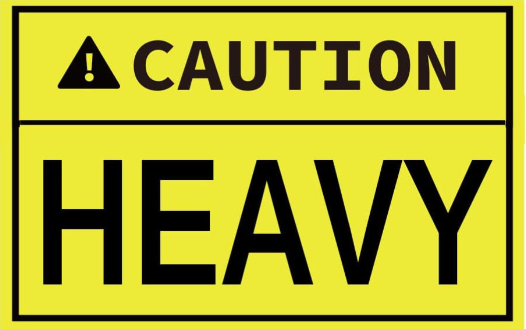 300 Pcs Caution Heavy Sticker, 2 x 3 inch Fluorescent Yellow Heavy Special Handl