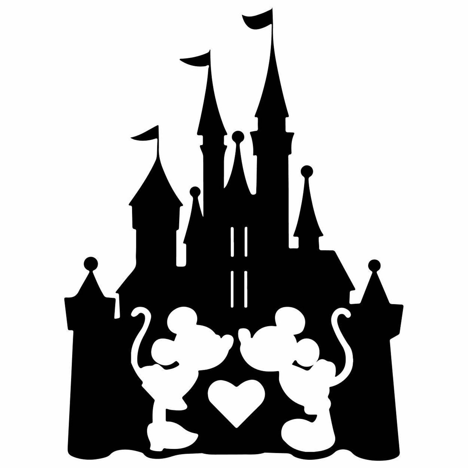 Vinyl Decal for Window – Mickey & Minnie Mouse w/ Cinderella's Castle (Disney)